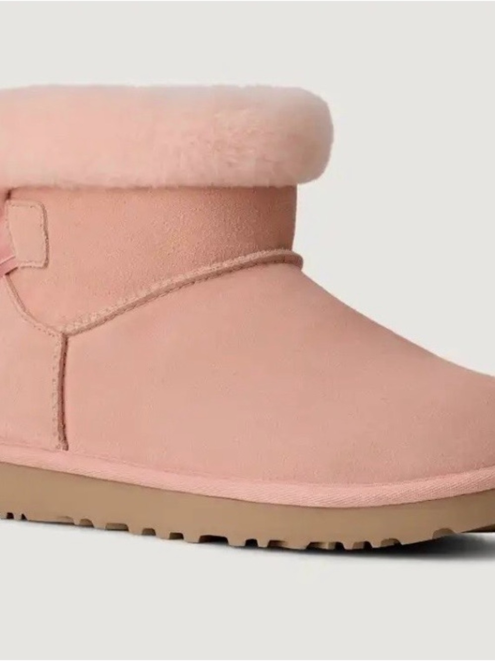 UGG Mini Bailey Bow II Pink Women’s Size 6 Suede Sheepskin Boots New in Box